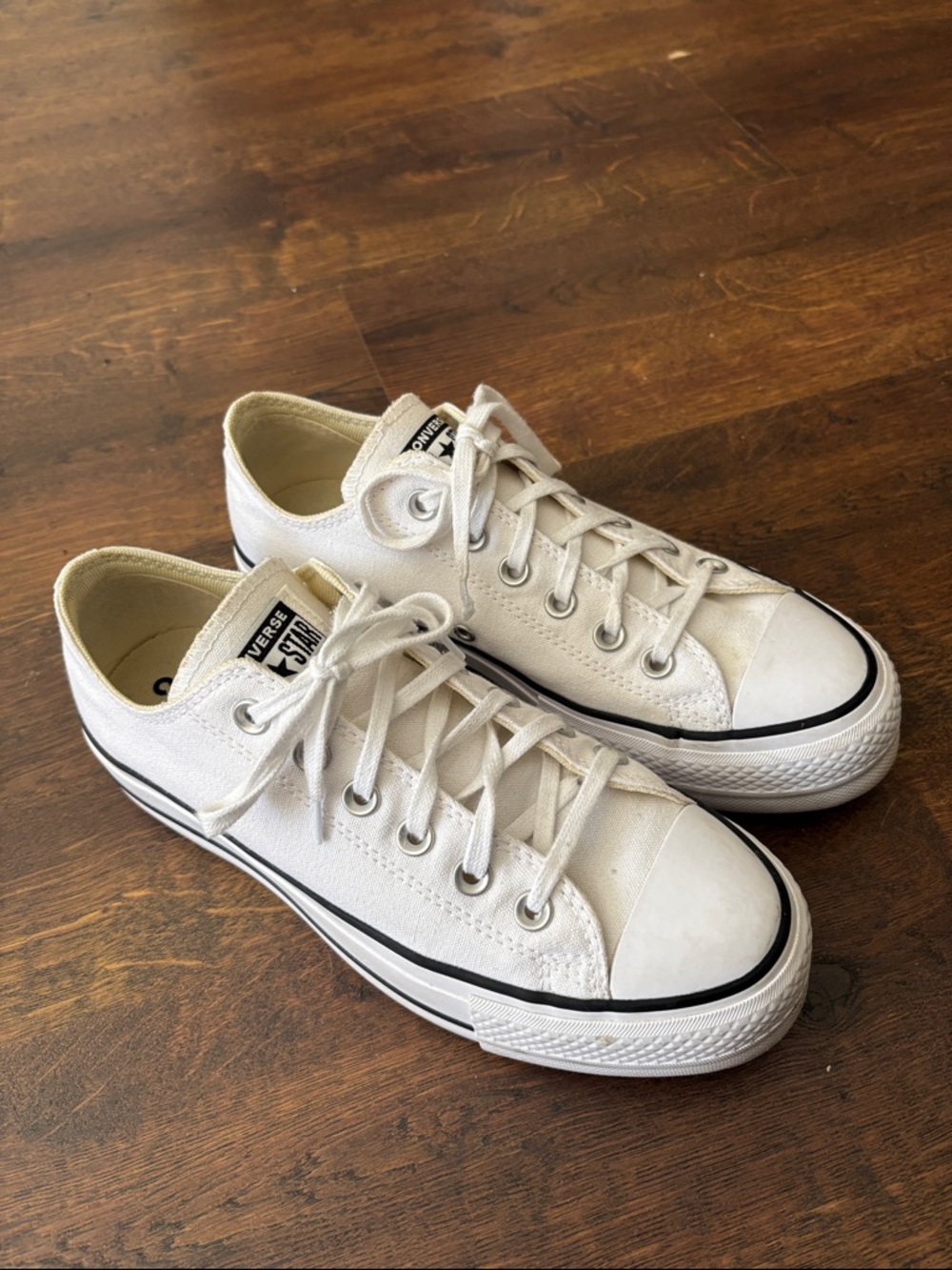 Converse White Low Top platform Sneakers